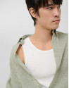 Regular fit khaki linen sports shirt - Man | Roberto Verino