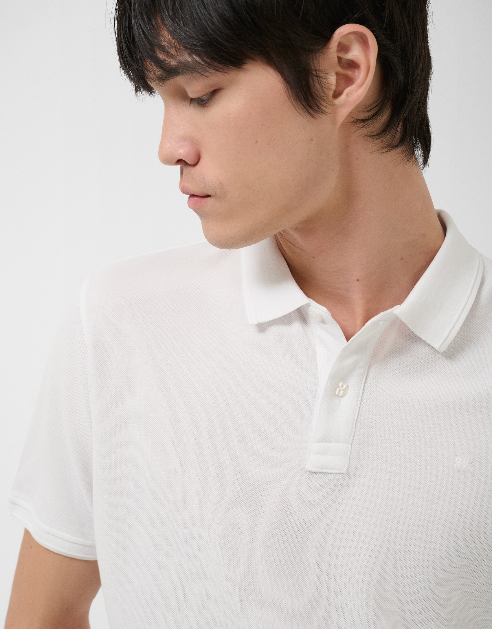 White short-sleeved piqué polo shirt - Man | Roberto Verino