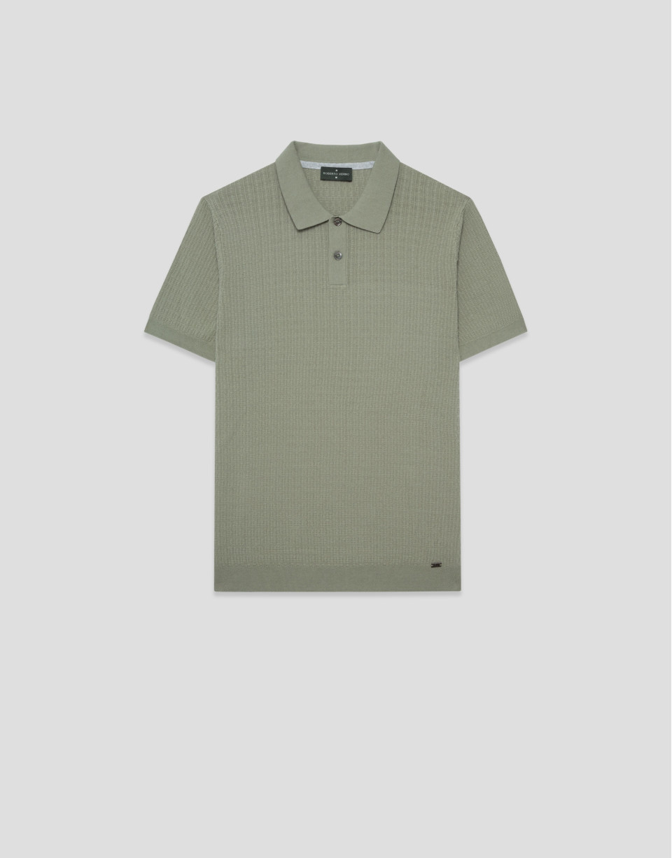 Polo tricotado estructura caqui claro - Hombre | Roberto Verino