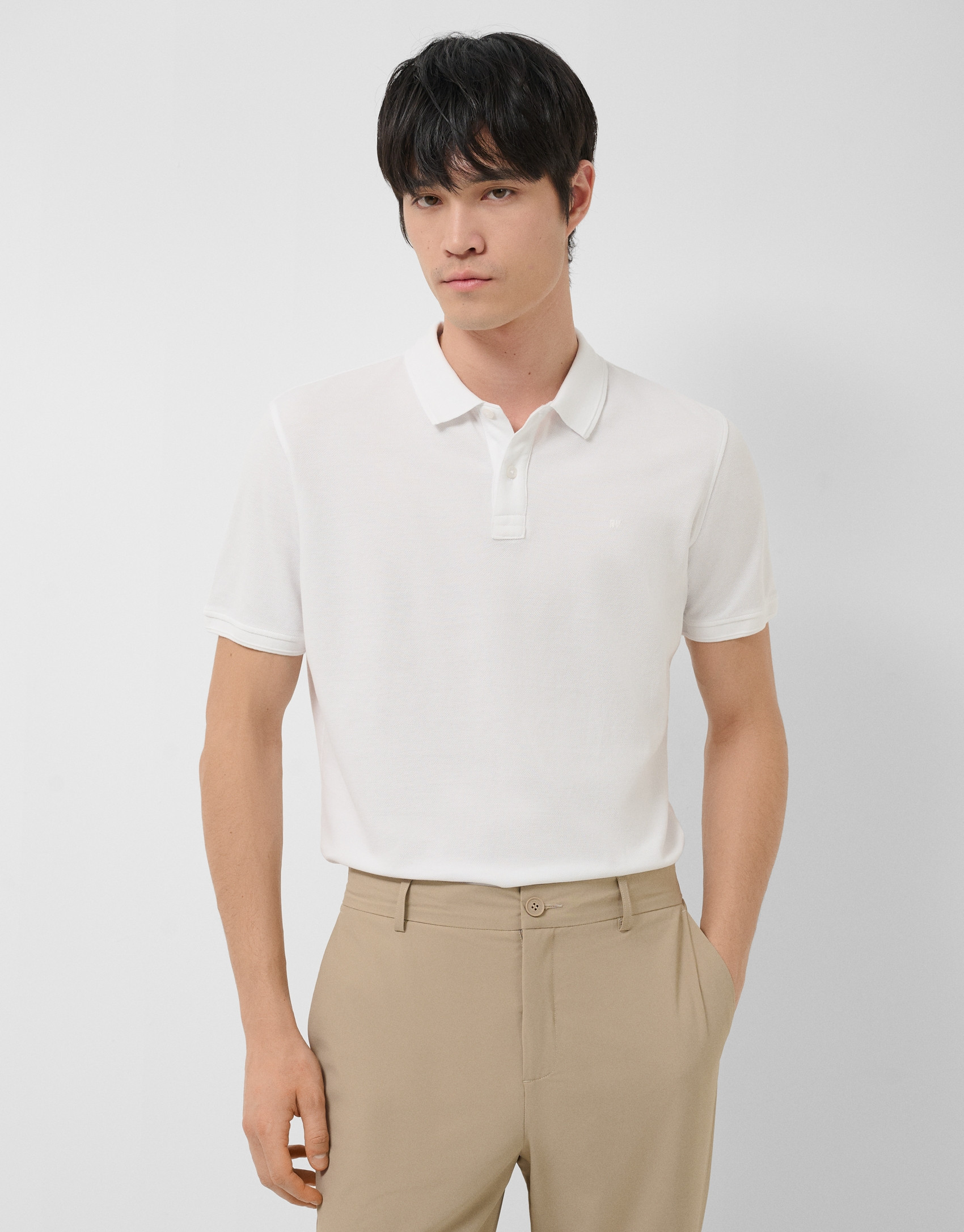 White short-sleeved piqué polo shirt - Man | Roberto Verino