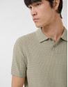 Light khaki structured knitted polo shirt - Man | Roberto Verino