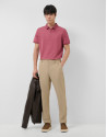 Plum-colored technical piqué polo shirt with zip | Roberto Verino