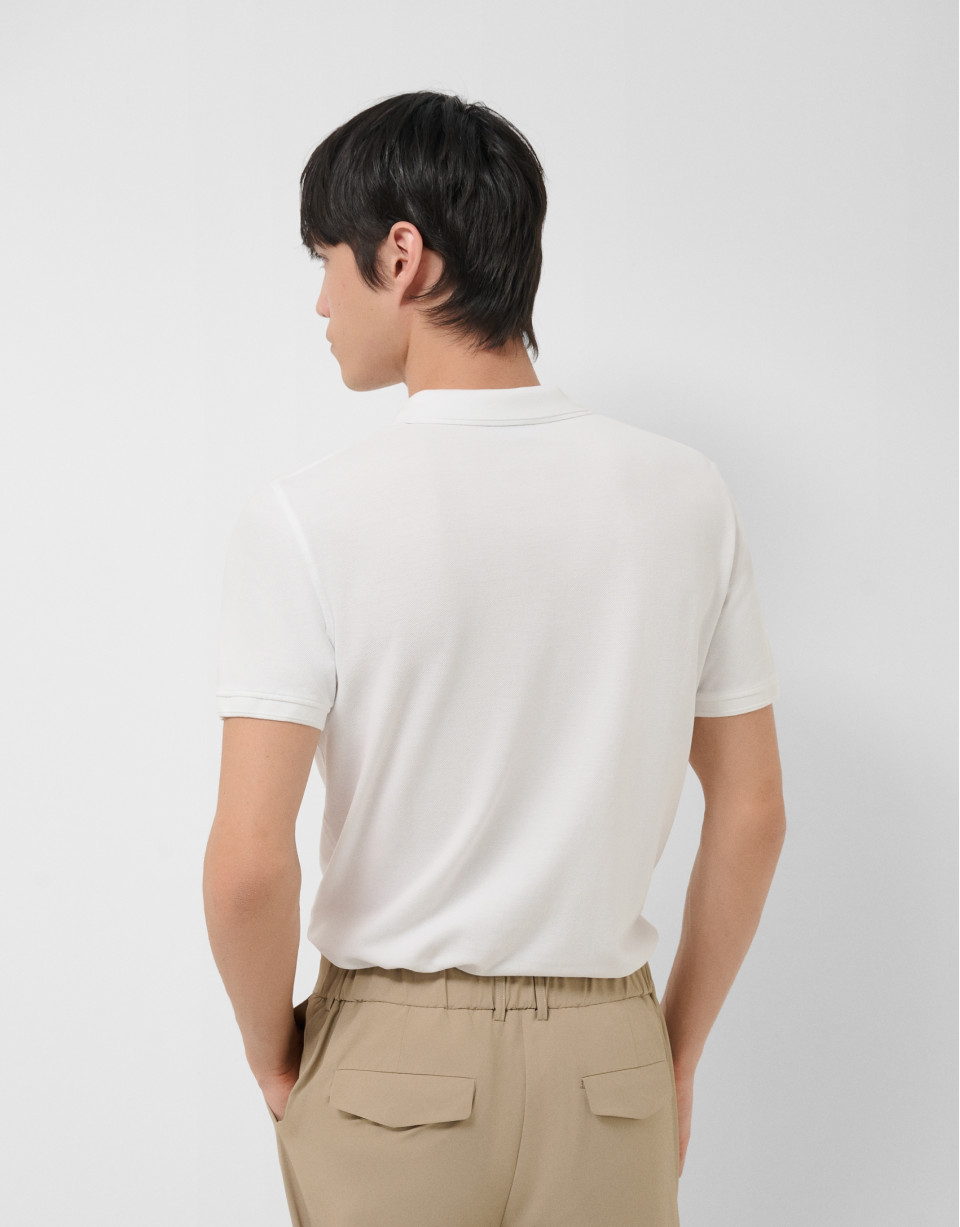 White short-sleeved piqué polo shirt - Man | Roberto Verino