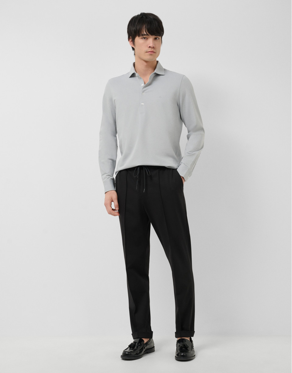 Grey long-sleeved piqué shirt - Man - SS2026 | Roberto Verino