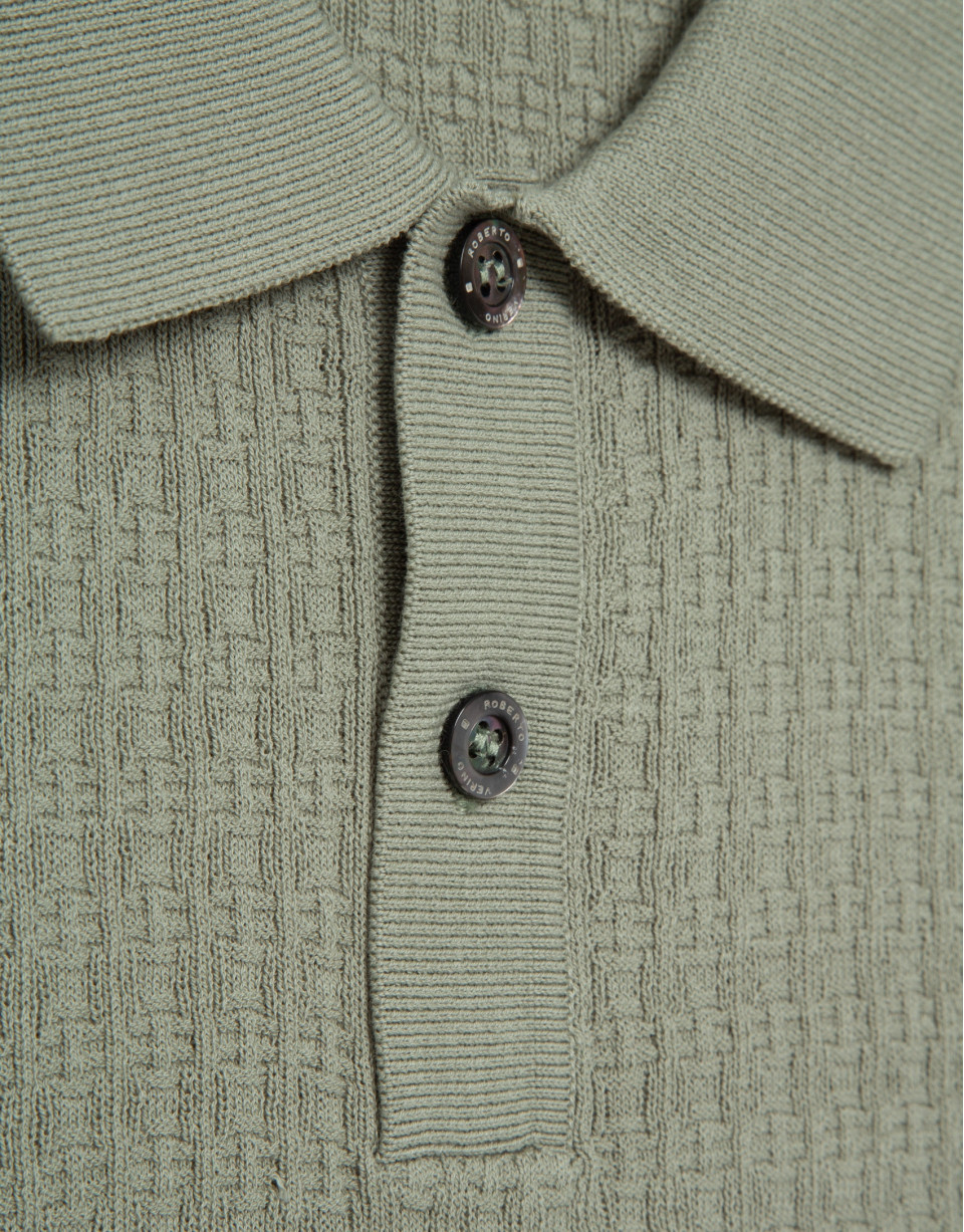 Polo tricotado estructura caqui claro - Hombre | Roberto Verino