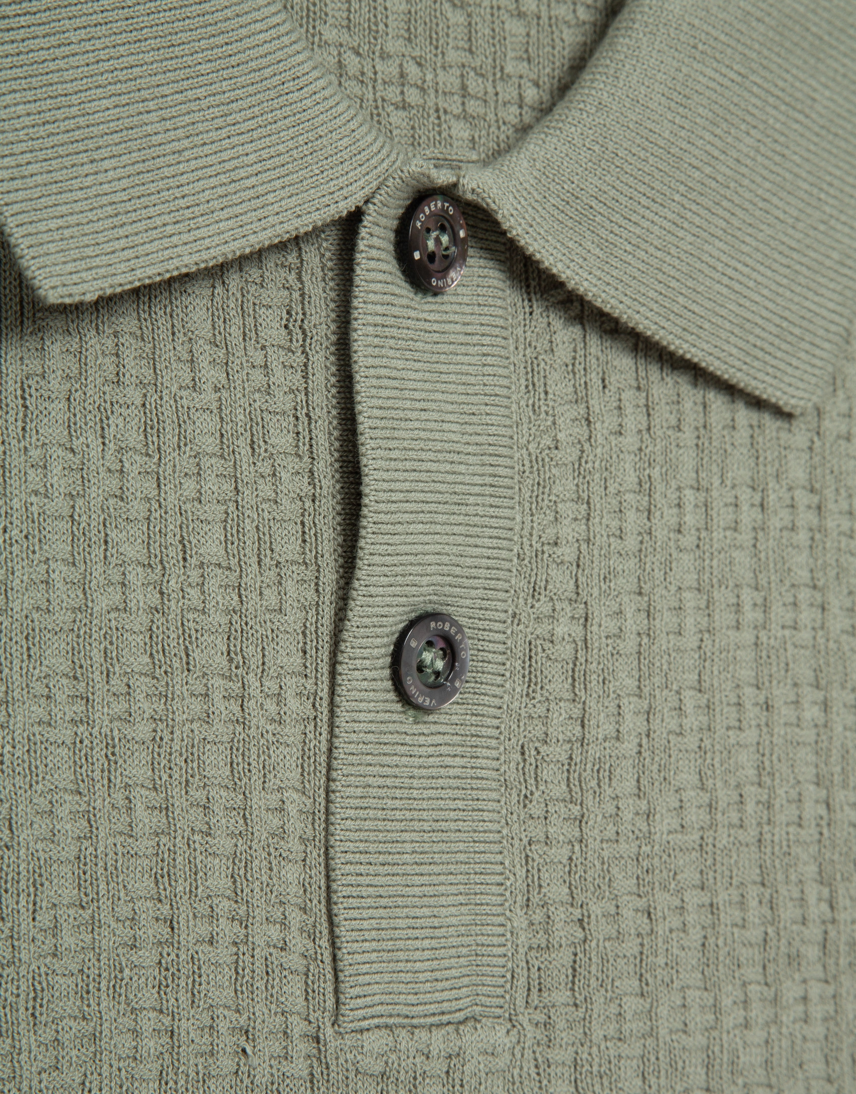 Light khaki structured knitted polo shirt - Man | Roberto Verino