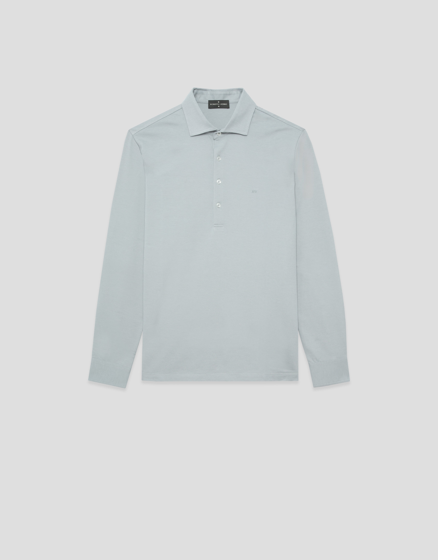 Grey long-sleeved piqué shirt - Man - SS2026 | Roberto Verino