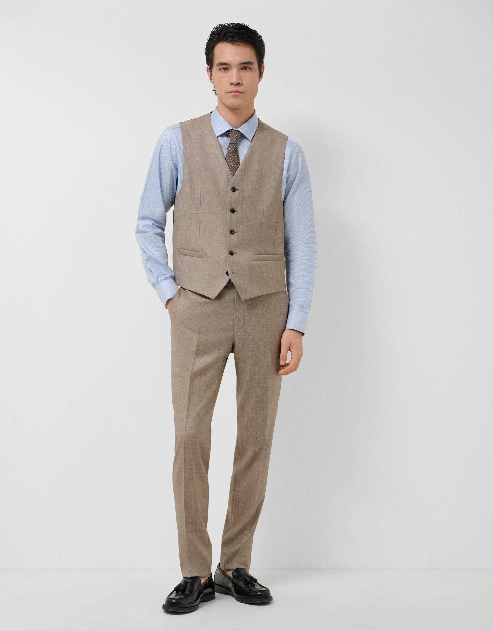 Dark mink wool faux plain waistcoat - Man | Roberto Verino