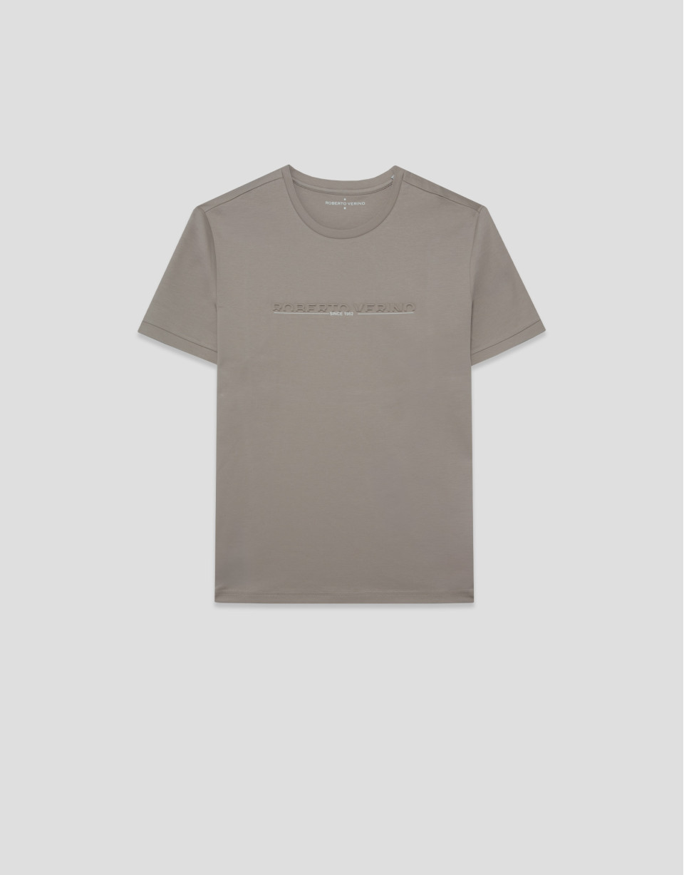 Short-sleeved mink T-shirt with chest logo | Roberto Verino