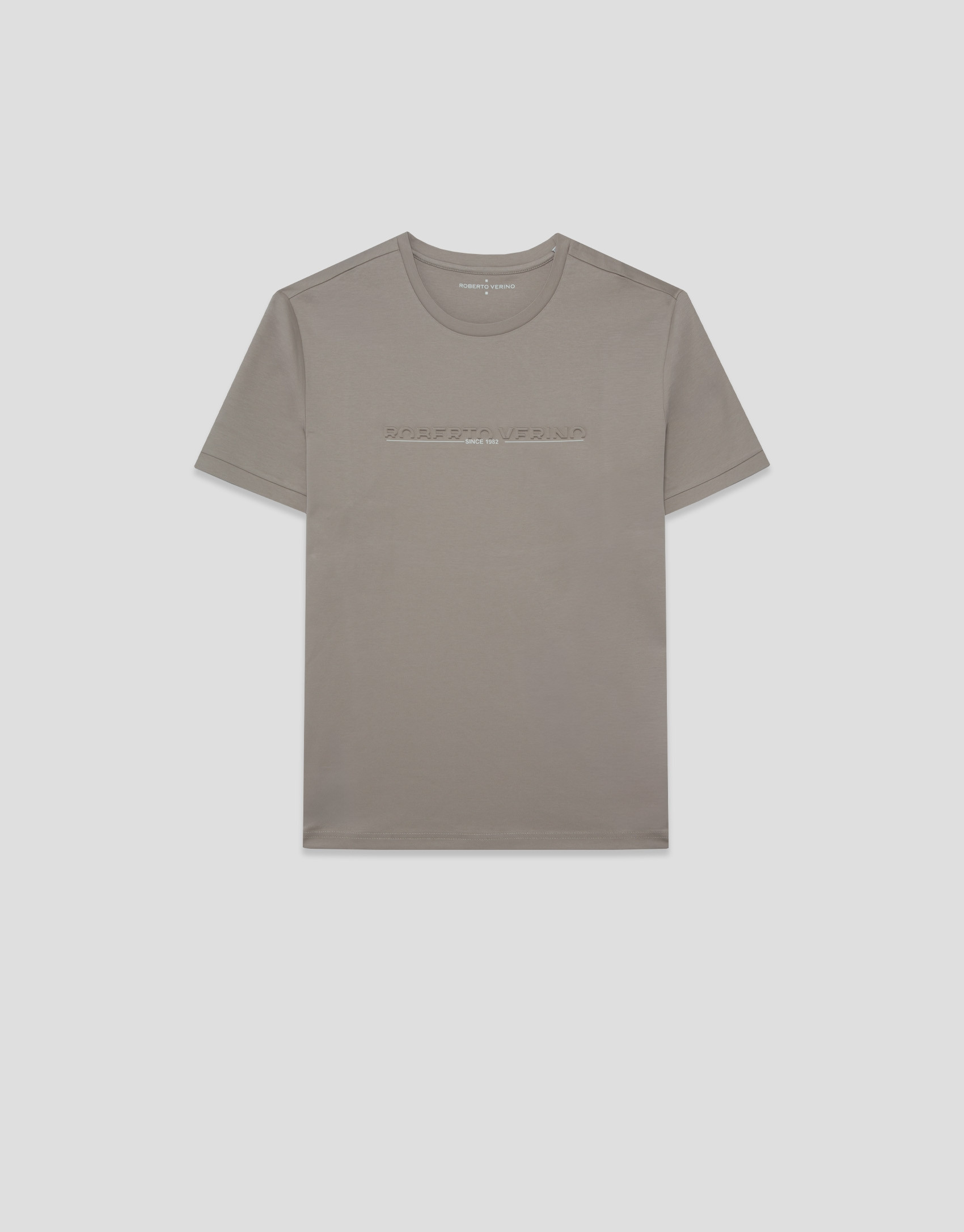 Short-sleeved mink T-shirt with chest logo | Roberto Verino
