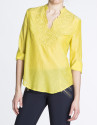 Yellow silk embroidered blouse 