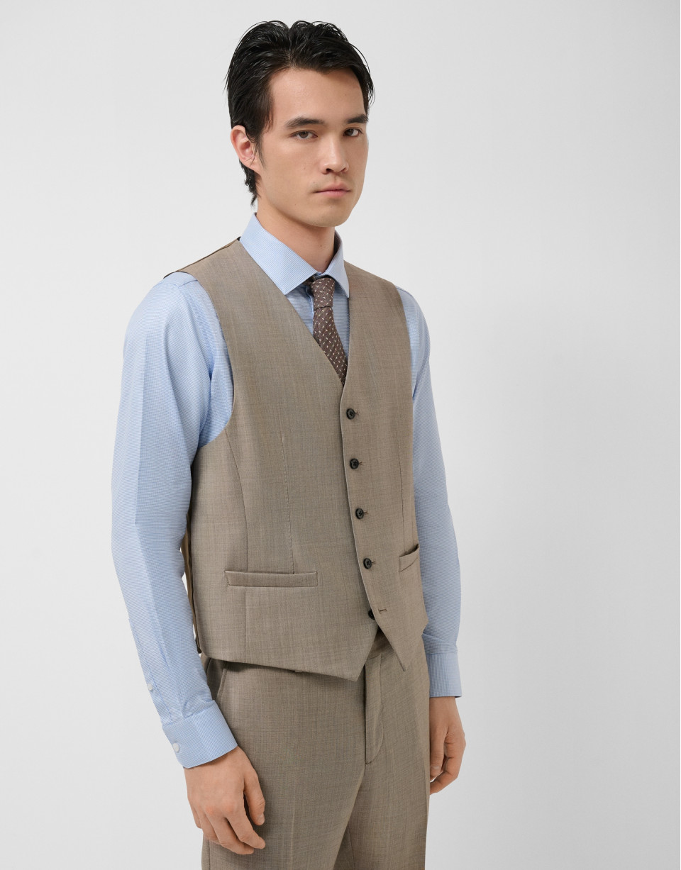 Dark mink wool faux plain waistcoat - Man | Roberto Verino