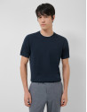 Navy blue knitted short-sleeved T-shirt - Man | Roberto Verino