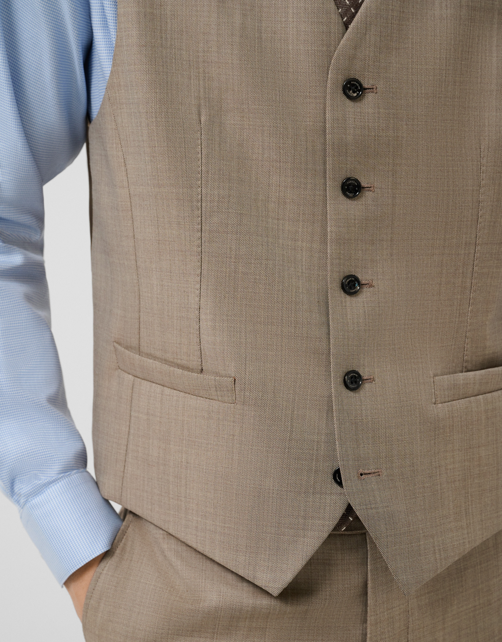 Dark mink wool faux plain waistcoat - Man | Roberto Verino