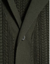 Dark khaki herringbone knit open polo shirt | Roberto Verino