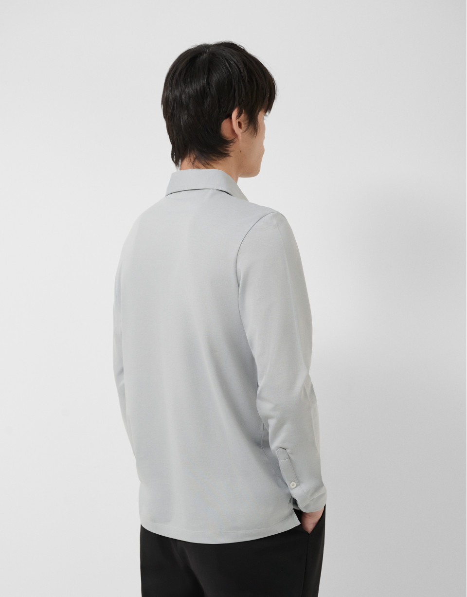 Grey long-sleeved piqué shirt - Man - SS2026 | Roberto Verino