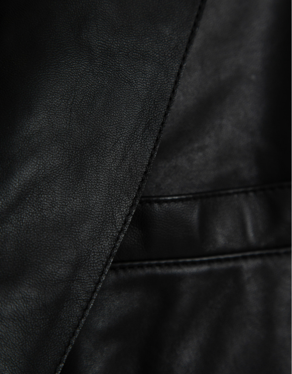 Black leather jacket - Man - SS2025 | Roberto Verino