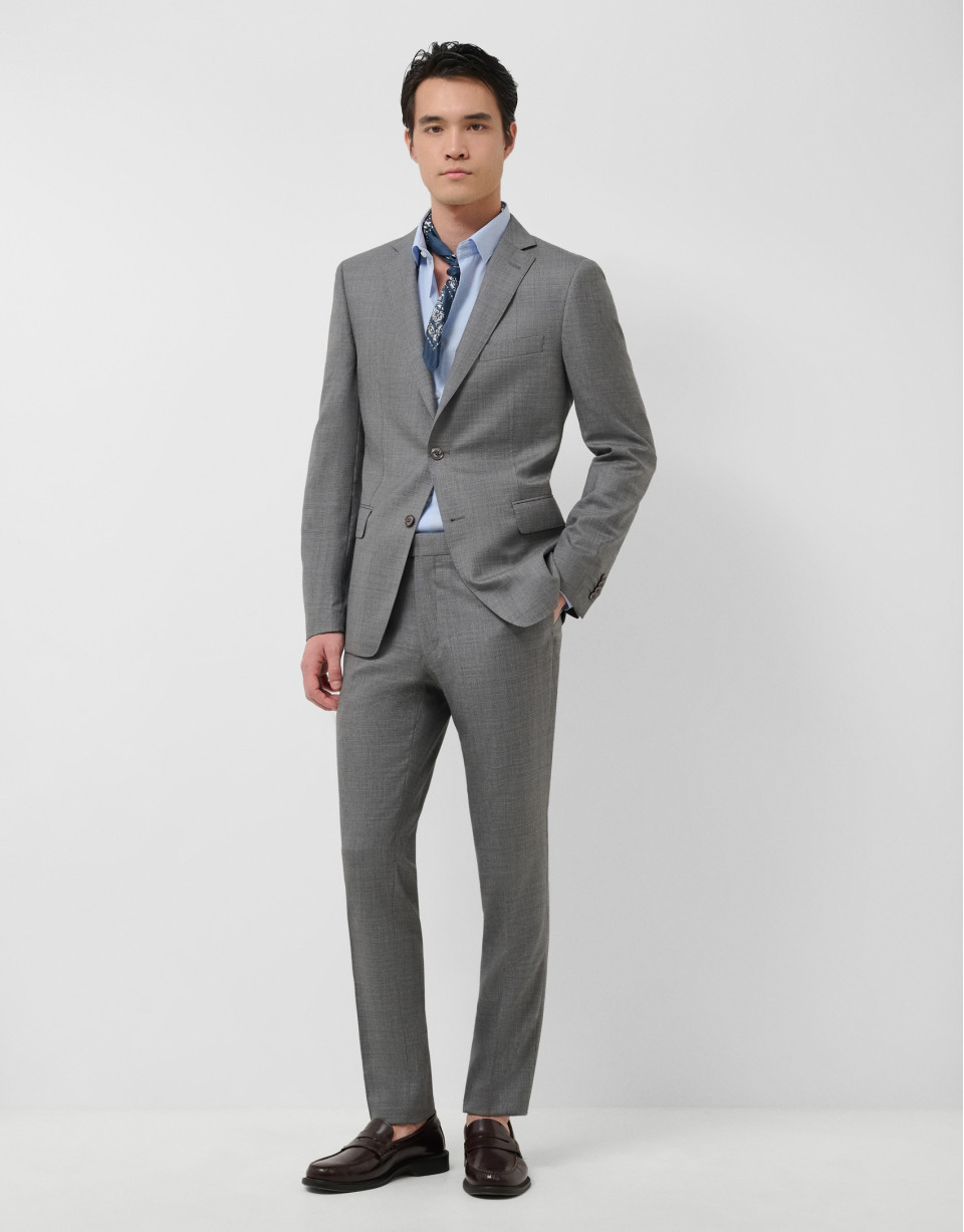 Half canvas slim fit faux plain dark grey suit | Roberto Verino