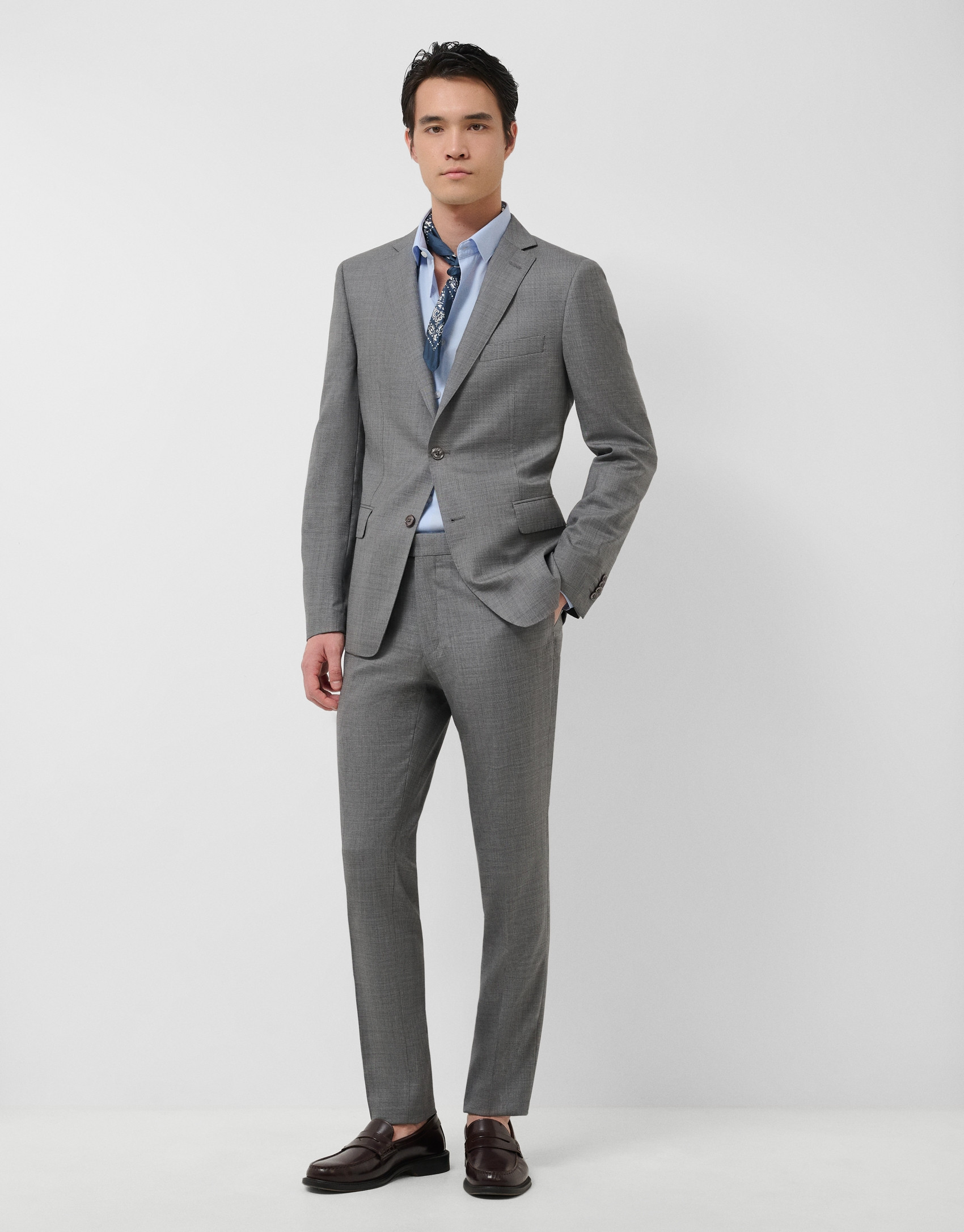 Half canvas slim fit faux plain dark grey suit | Roberto Verino