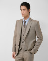 Half canvas slim fit suit in dark mink faux ... | Roberto Verino
