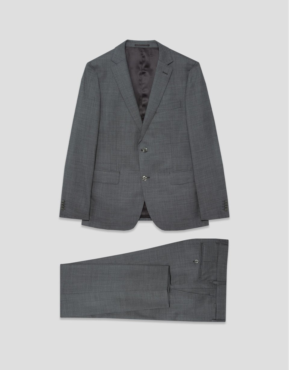 Half canvas slim fit faux plain dark grey suit | Roberto Verino