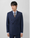 Half canvas suit in blue checked wool - Man | Roberto Verino