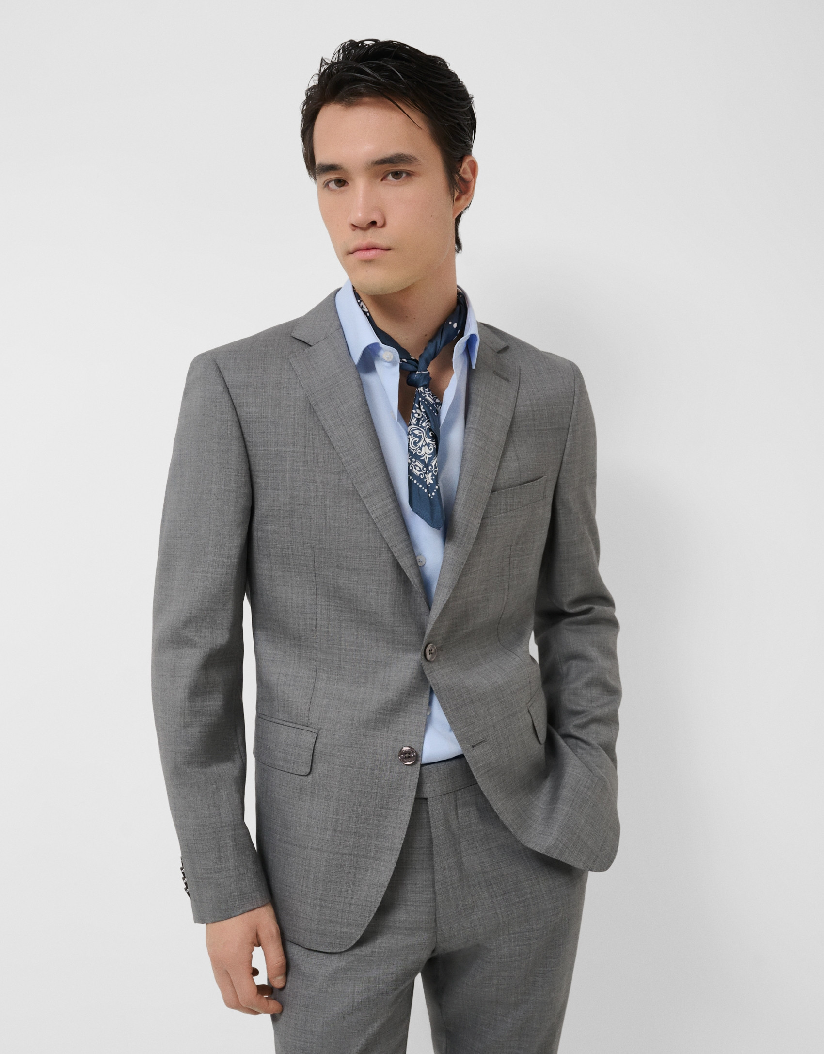 Traje half canvas slim fit falso liso gris ... | Roberto Verino