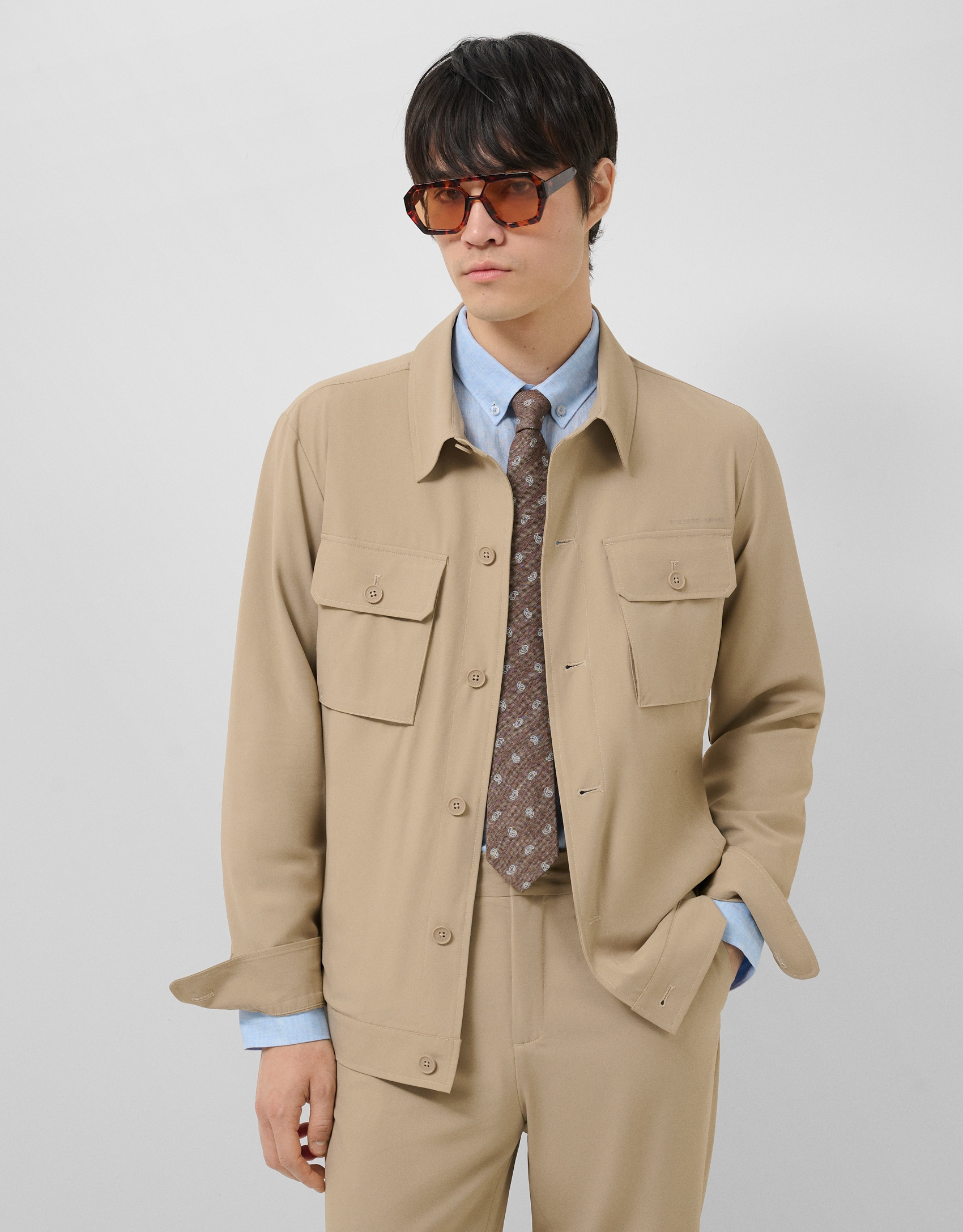 Sobrecamisa separate técnica color beige | Roberto Verino
