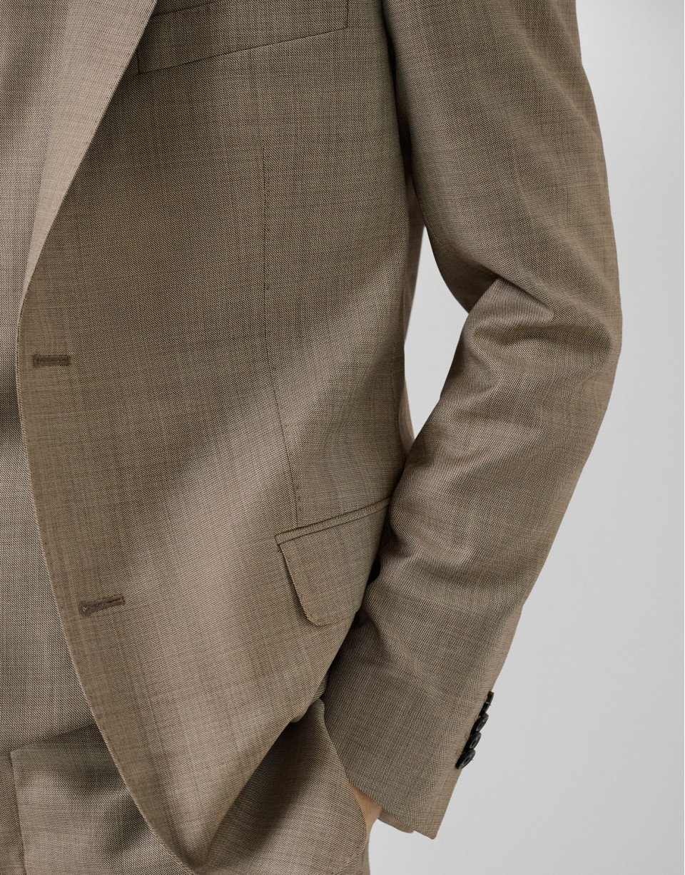 Half canvas slim fit suit in dark mink faux ... | Roberto Verino