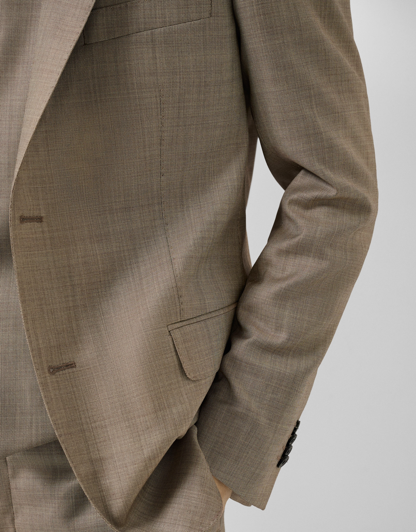 Half canvas slim fit suit in dark mink faux ... | Roberto Verino