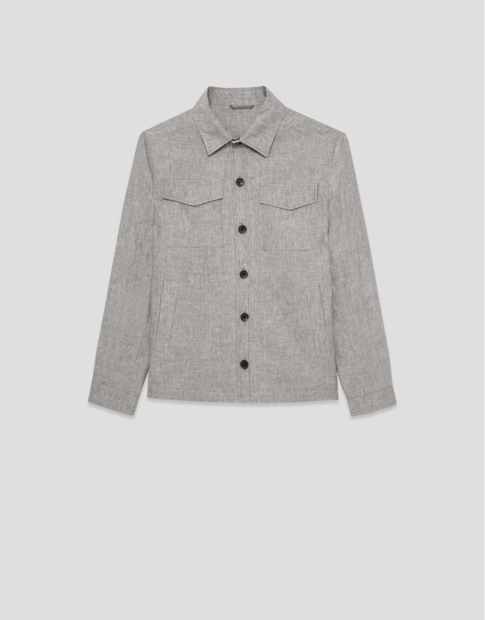 Grey linen overshirt - Man - SS2026 | Roberto Verino