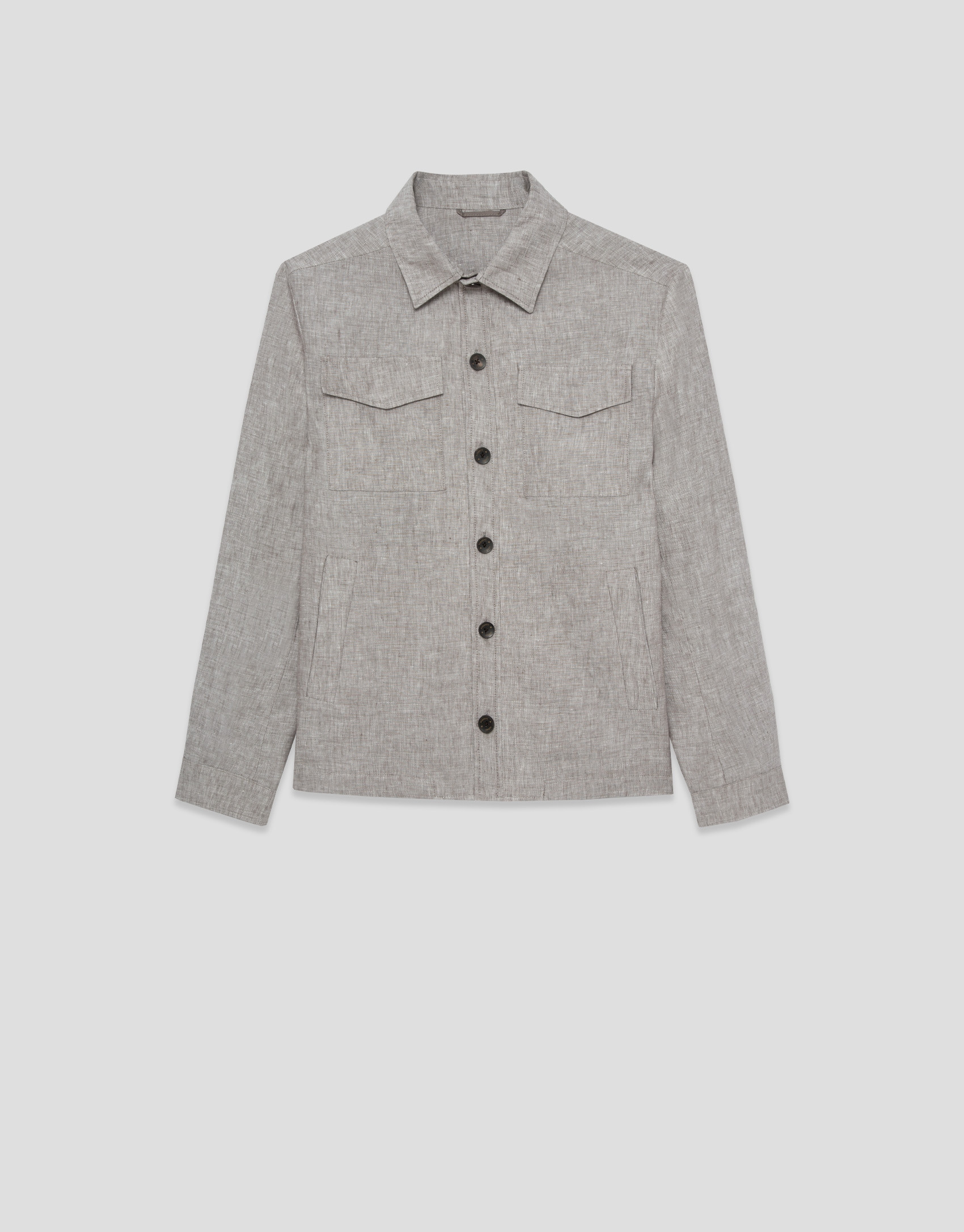 Grey linen overshirt - Man - SS2026 | Roberto Verino