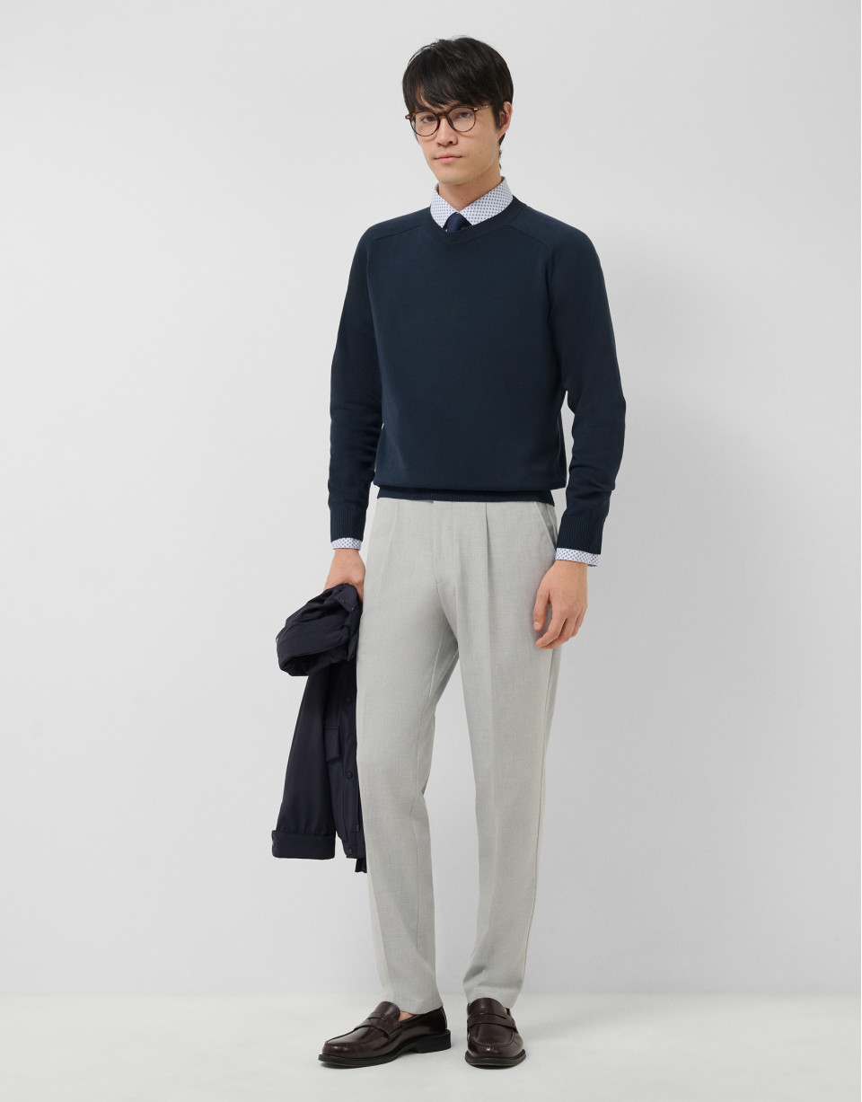 High twist navy blue plain cotton jumper - Man | Roberto Verino