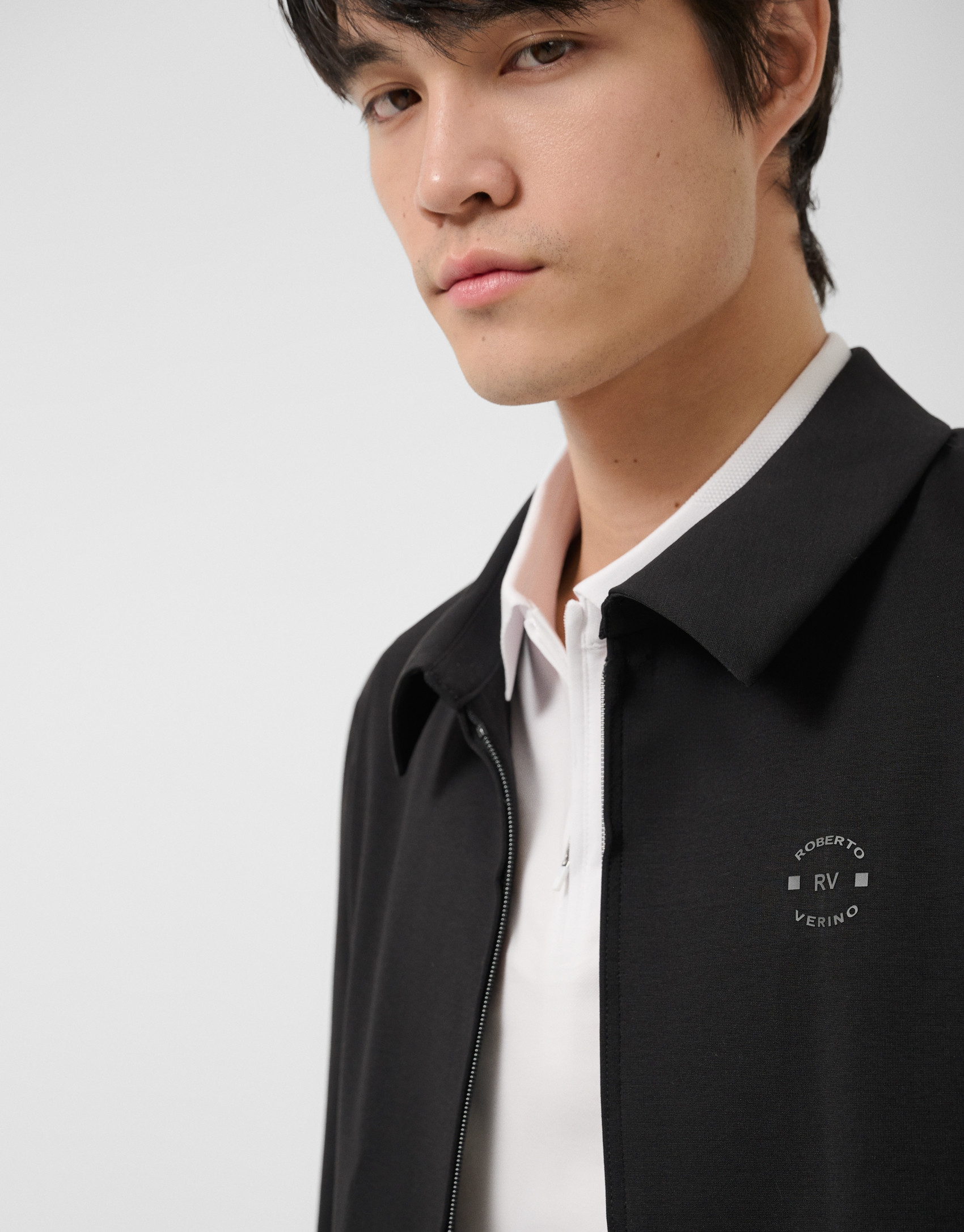 Black double-knit zip-up overshirt - Man | Roberto Verino