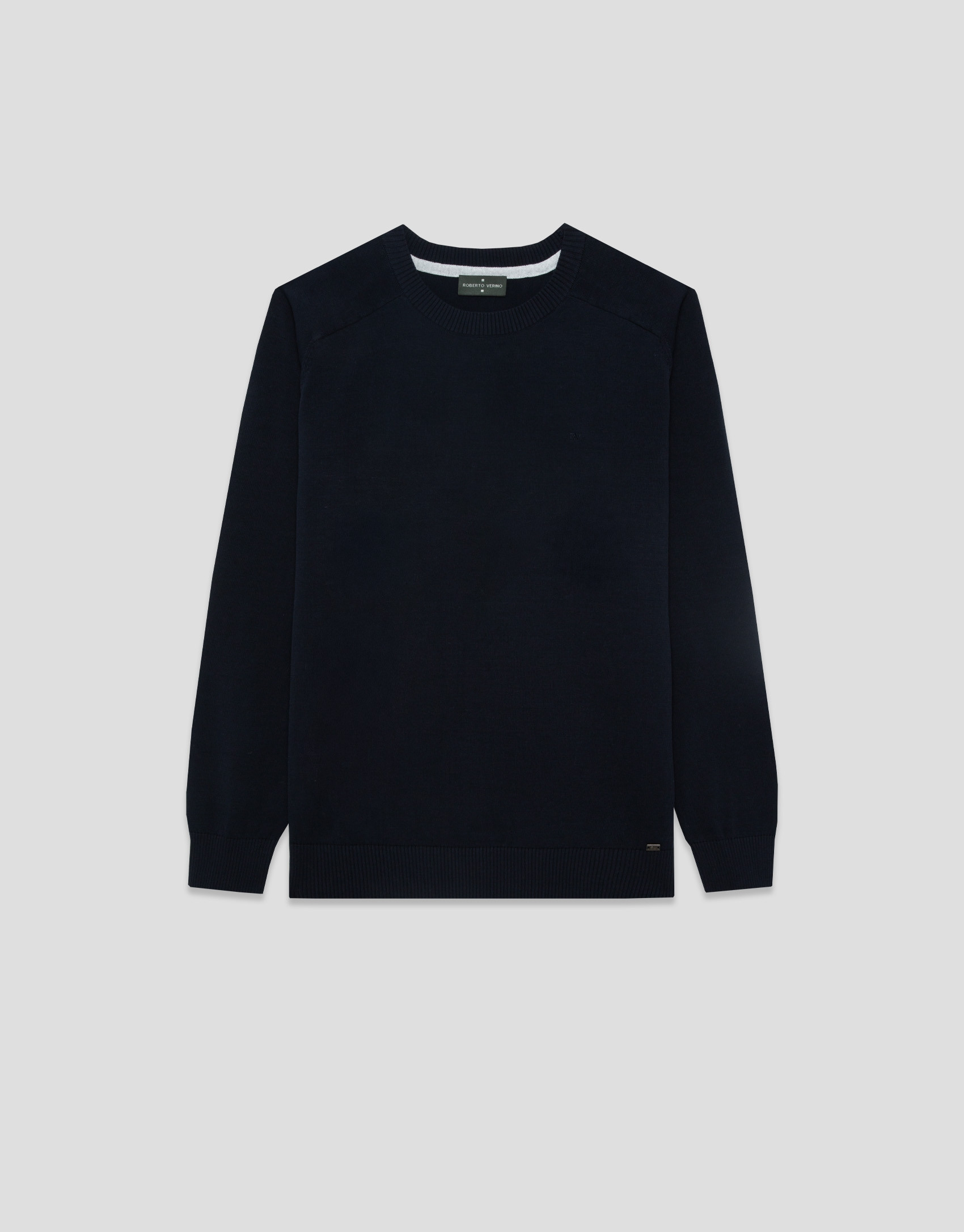 High twist navy blue plain cotton jumper - Man | Roberto Verino