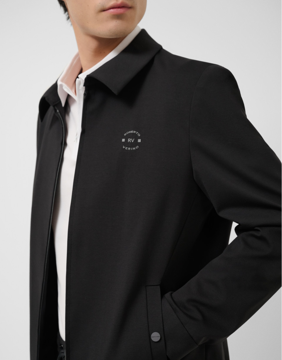 Black double-knit zip-up overshirt - Man | Roberto Verino