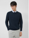 High twist navy blue plain cotton jumper - Man | Roberto Verino