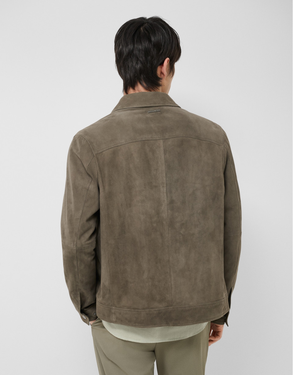 Khaki suede jacket with chest pockets - Man | Roberto Verino