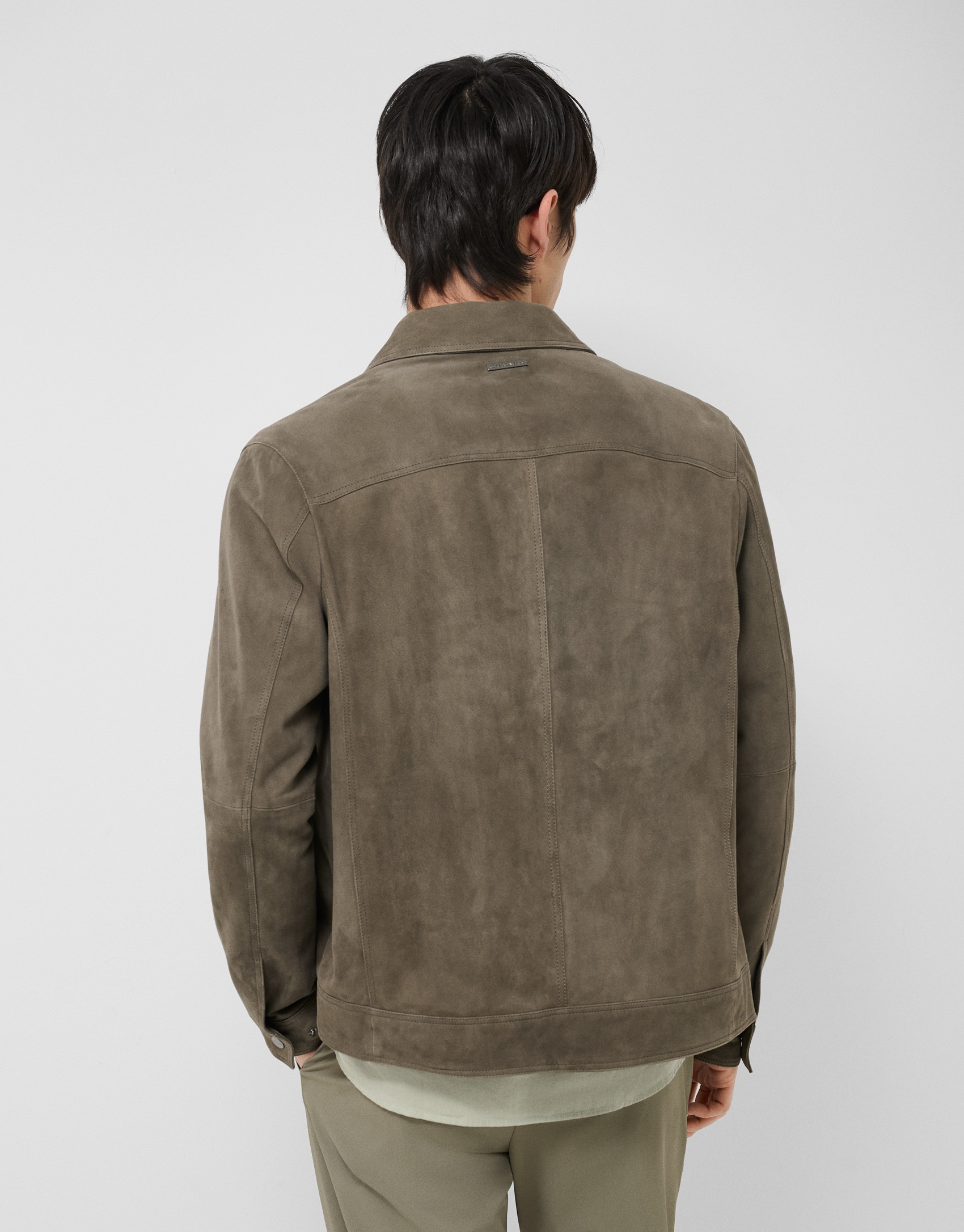 Khaki suede jacket with chest pockets - Man | Roberto Verino