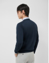 High twist navy blue plain cotton jumper - Man | Roberto Verino