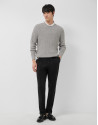 Grey melange cotton/linen structured jumper | Roberto Verino