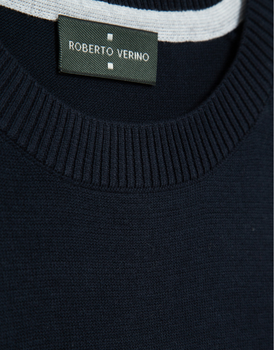 Jersey algodón liso high twist marino - Hombre | Roberto Verino