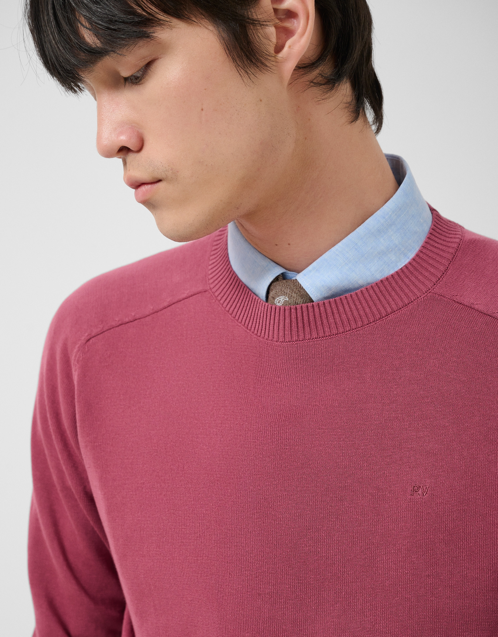 Jersey algodón liso high twist ciruela - Hombre | Roberto Verino