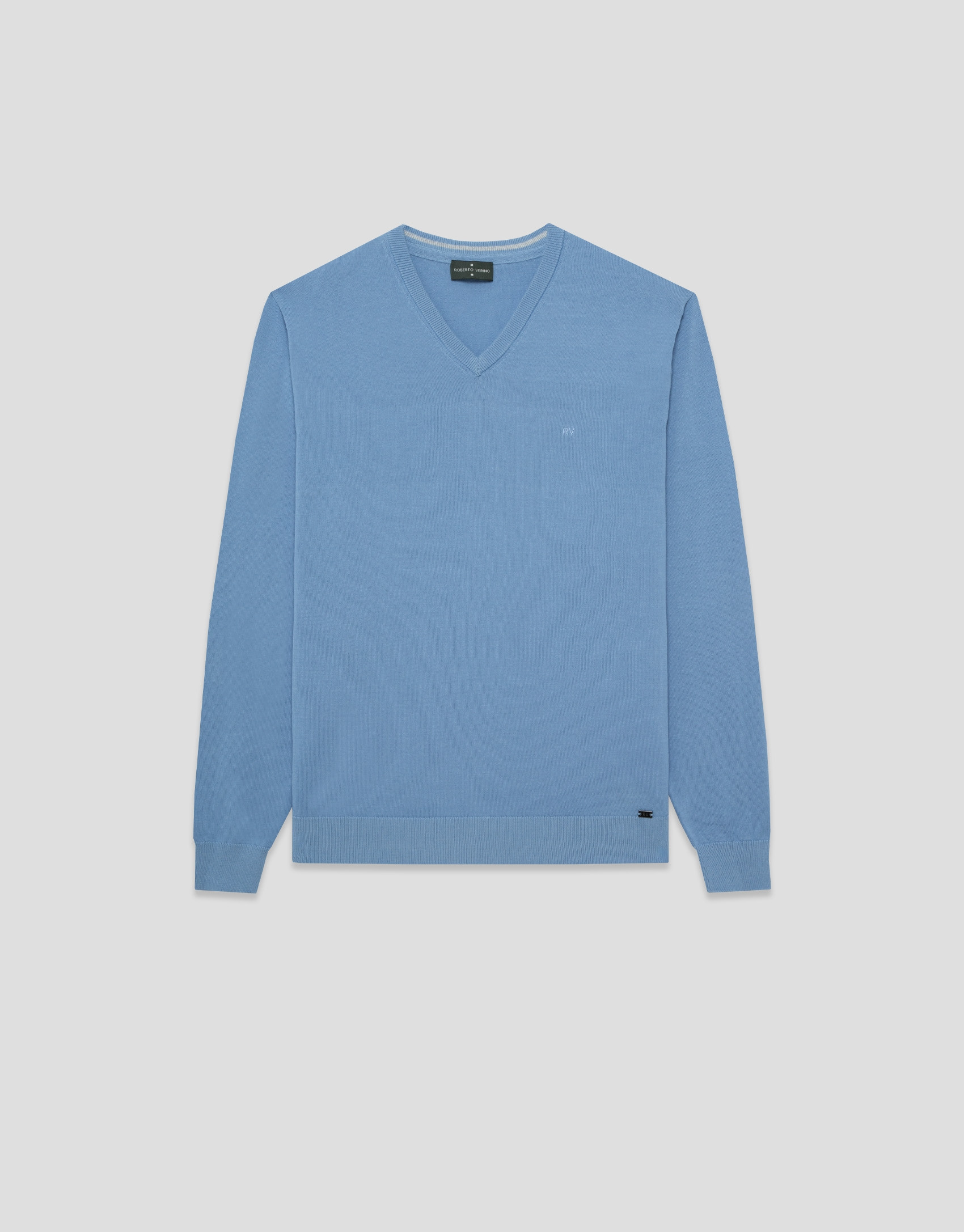Jersey cuello pico high twist celeste - Hombre | Roberto Verino