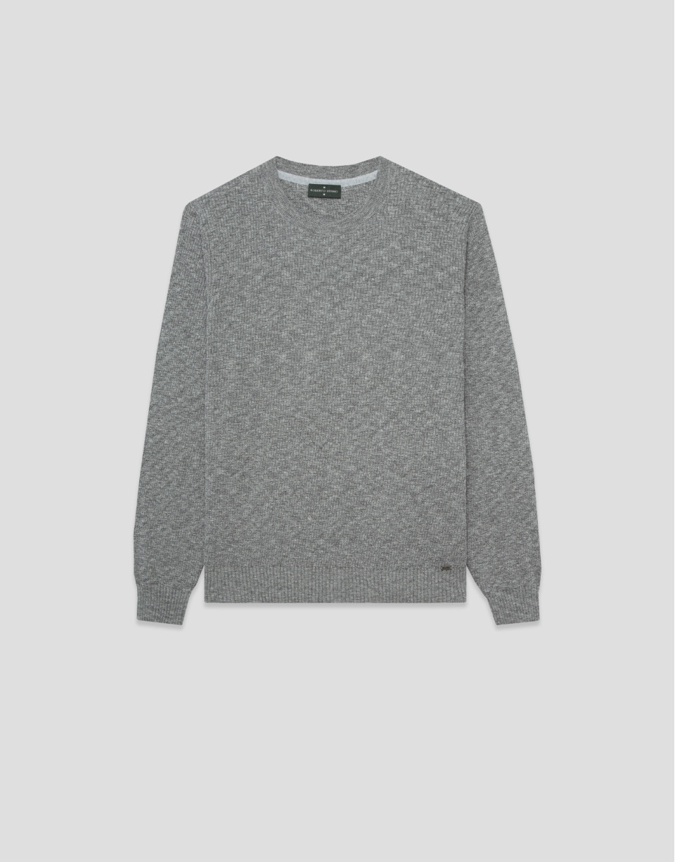 Jersey estructura algodón/lino gris melange | Roberto Verino