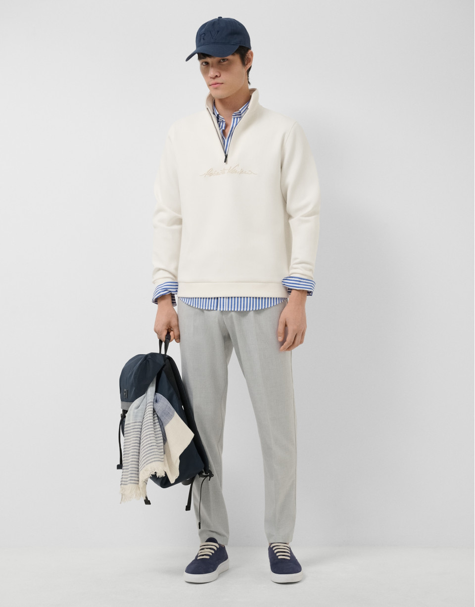 Off-white half-zip sweatshirt with chest logo | Roberto Verino