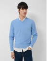 Light blue high twist V-neck jumper - Man | Roberto Verino