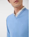 Jersey cuello pico high twist celeste - Hombre | Roberto Verino
