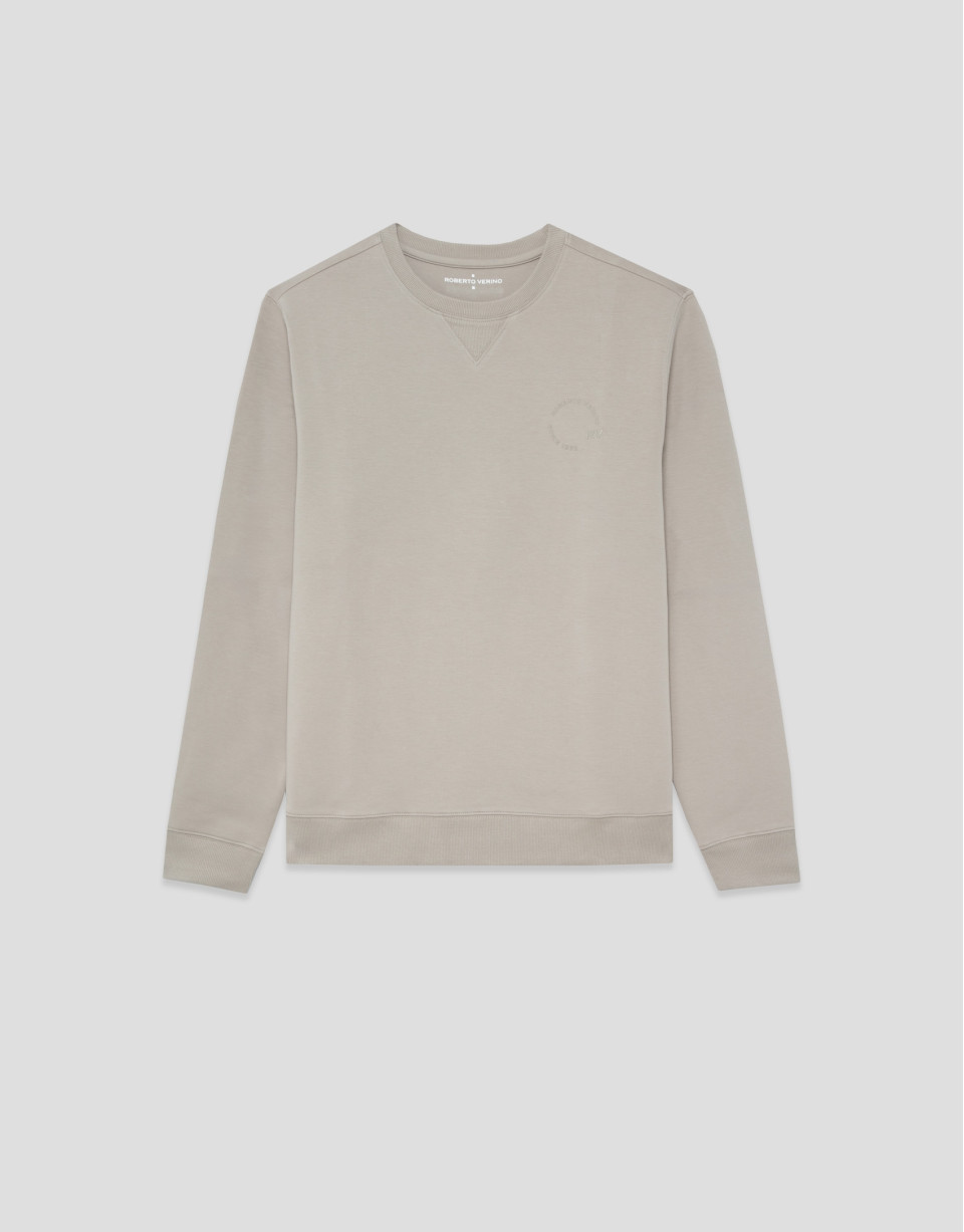 Mink sweatshirt with matching logo on chest | Roberto Verino