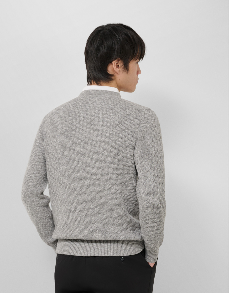 Jersey estructura algodón/lino gris melange | Roberto Verino